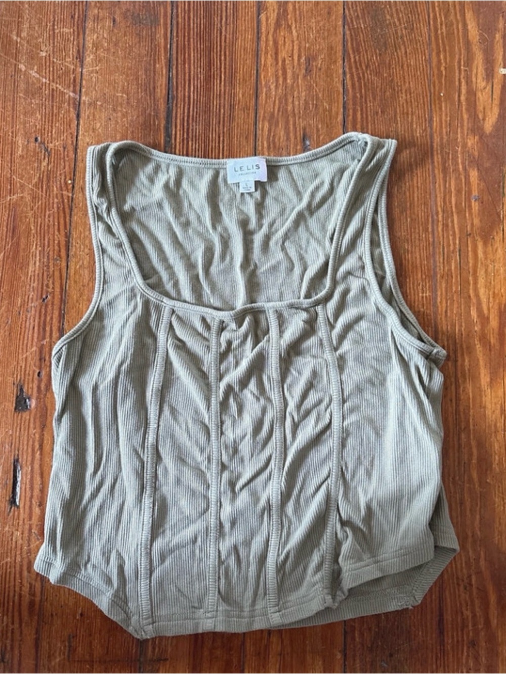 Le Lis Olive Ribbed Scoop Neck Tank